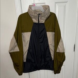 Columbia Olive, Black, and Tan Windbreaker